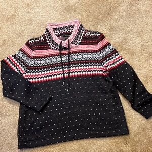Talbots Black and Red Geometric Sweater